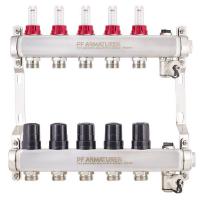 Коллектор в сборе для теплого пола из нерж. стали с расходомерами 1